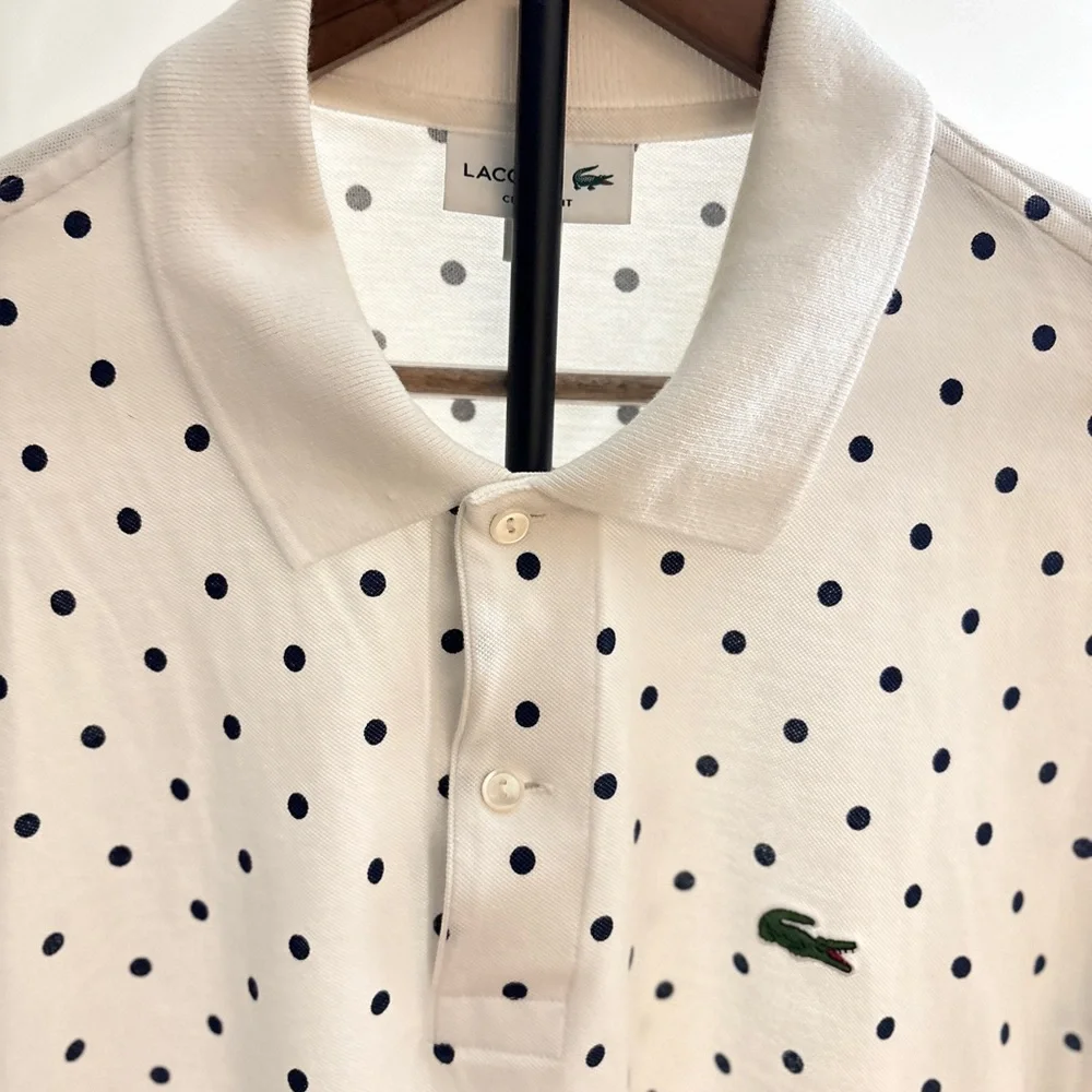 Lacoste Polo with navy blue Dots - Picture 3 of 5